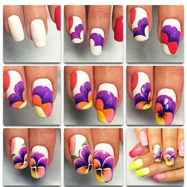 Цветы на ногтях для начинающих