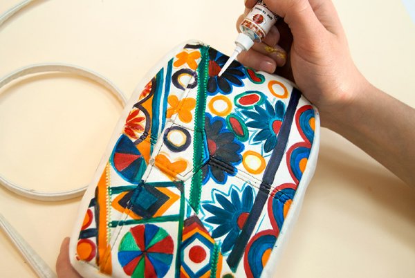 Роспись тканевой сумки акриловыми красками