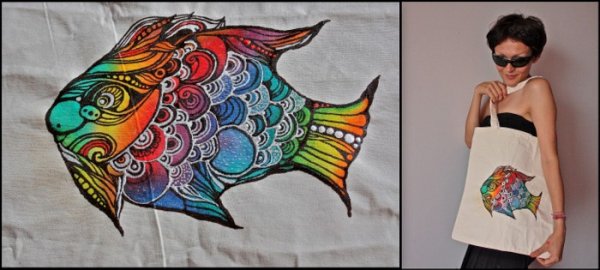 Роспись на ткани акриловыми маркерами