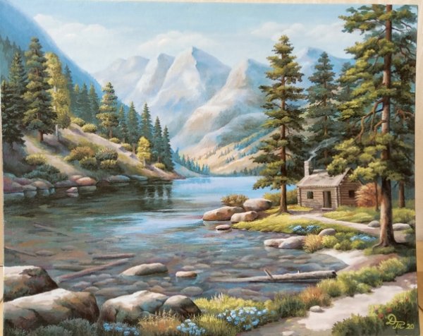 Картина горное озеро дали