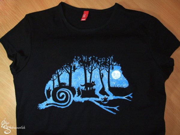 Роспись черной футболки