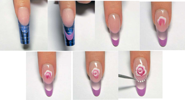 Маникюр нарощенные ногти рисунок для начинающих