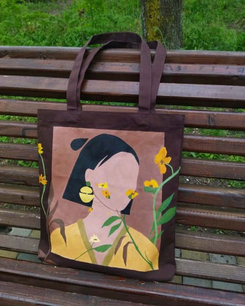 Сумка шоппер с ручной росписью