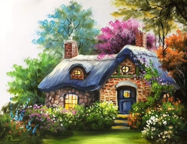 Домик красками