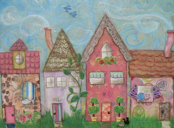 Рисуем домики акрилом