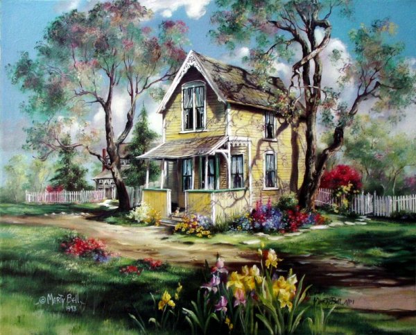 Домики живопись акрил