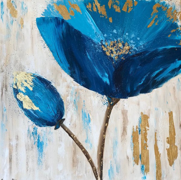 Бирюза с золотом интерьерная живопись