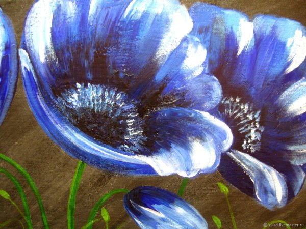 Синие цветы акрилом