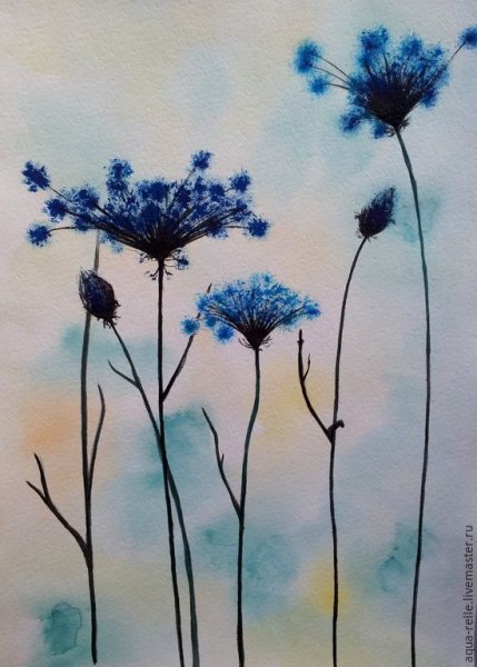 Сухие цветы акварель