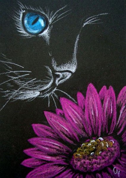 Рисование пастелью на черном фоне