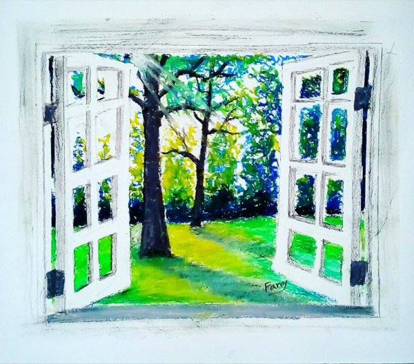 Картина маслом окно с видом на море