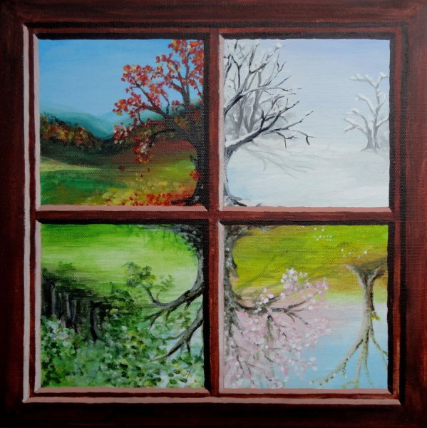 Нарисованное окно на стене