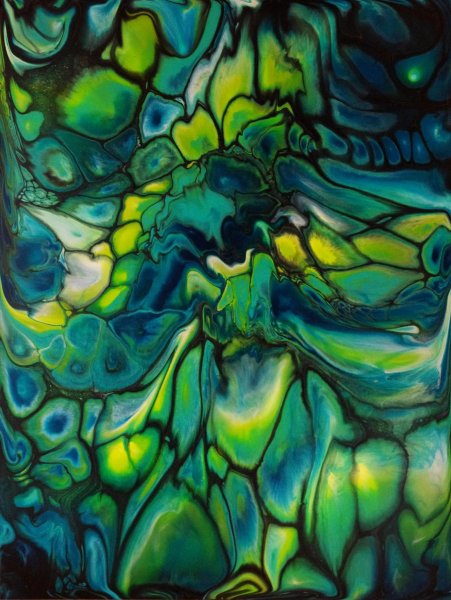 Абстракция в зеленых тонах акрилом