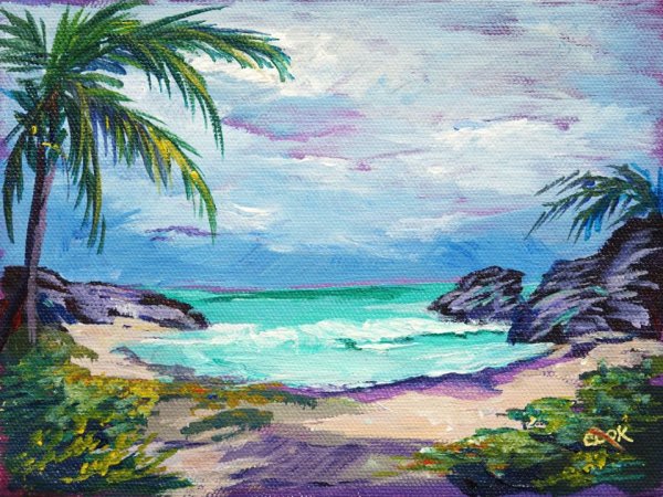 Пляж рисунок акрил