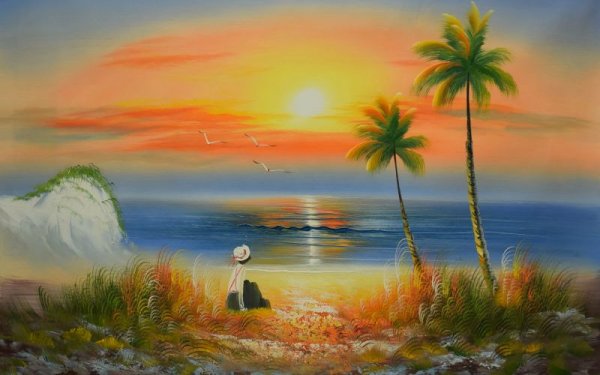 Рисование на берегу моря