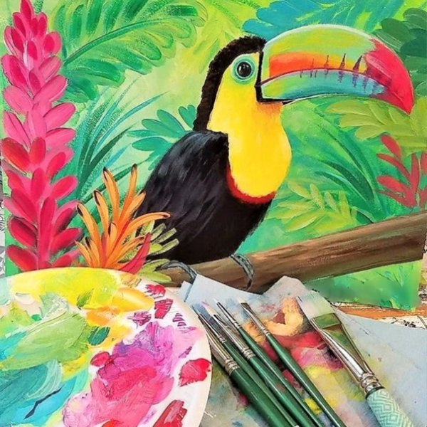 Тропическая птица акрил Тукан