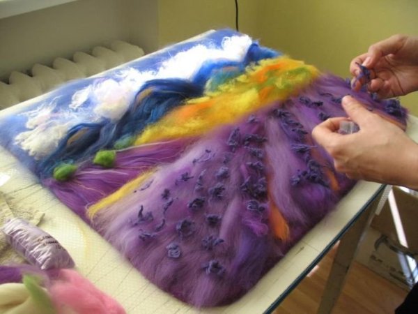 Шерстяная живопись животные