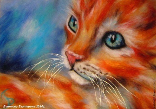 Кот рыжий шерстяная Акварельная