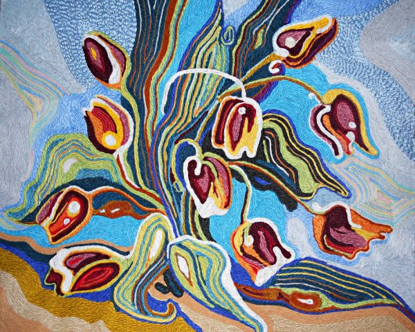 Зимнее панно из шерсти