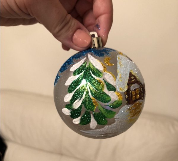 Новогодние шары акриловыми красками