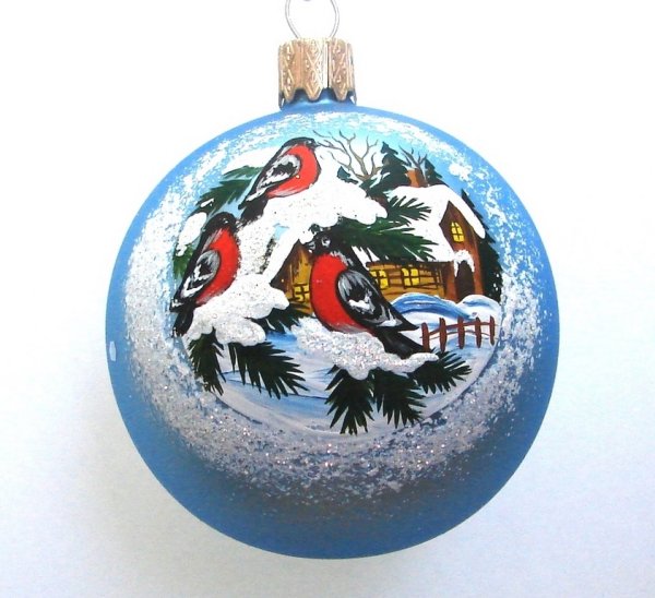 Елочный шар со снегирями