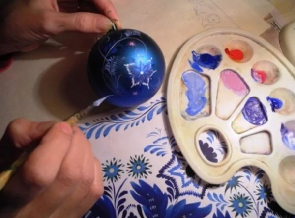 Роспись новогодней игрушки мастер класс