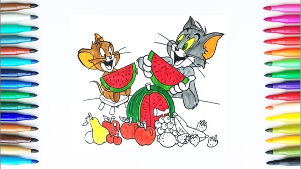 Разноцветные рисунки том и Джерри
