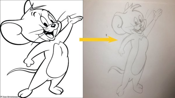 Рисунок мышонка Джерри карандашом с тенями