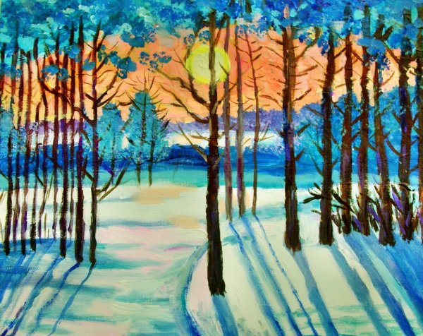 Зима гуашью