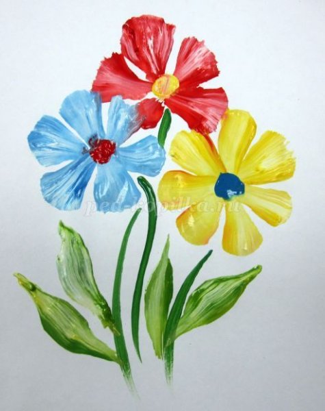 Рисуем с детьми цветы красками