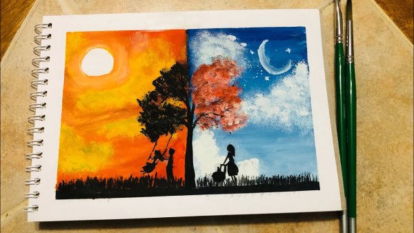 Рисунки красками лёгкие