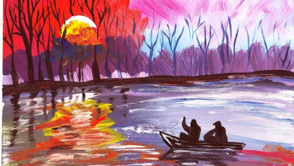 Осенние иллюстрации гуашью