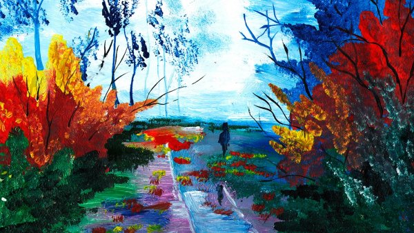 Правополушарное рисование осенний пейзаж