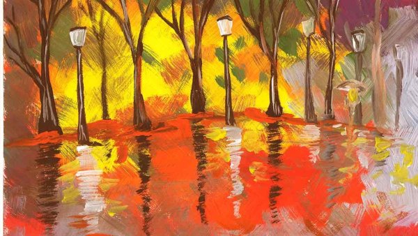 Правополушарное рисование осенний парк