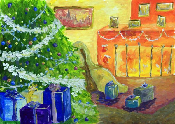 Новый год гуашью