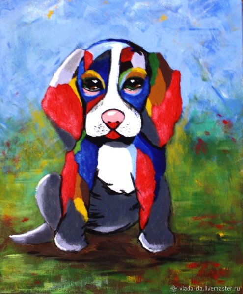 Собака акриловыми красками