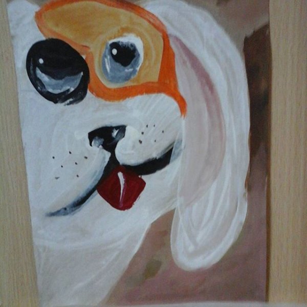 Собачка гуашью для детей