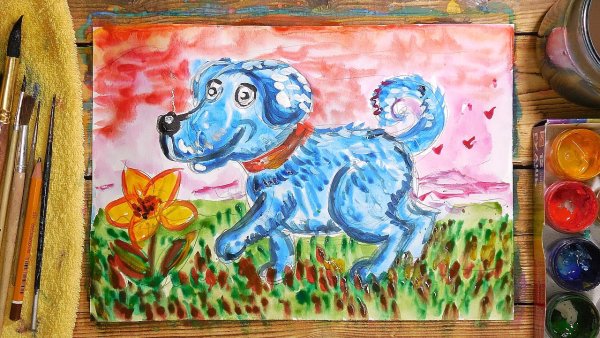 Рисование с рыба кит красками