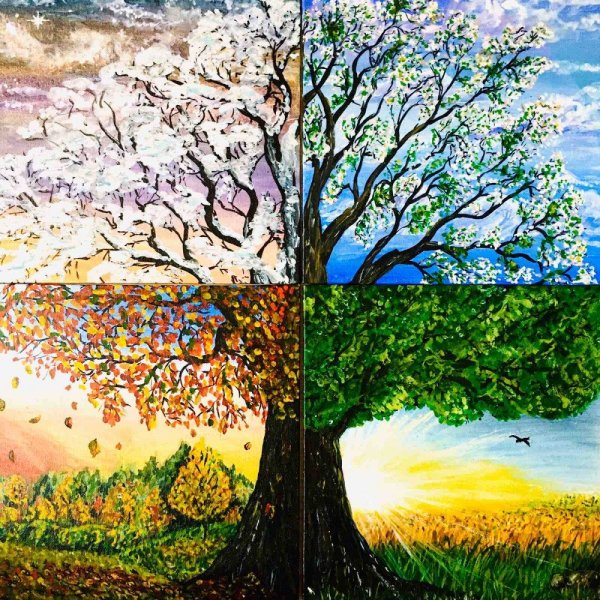 Картина дерево четыре сезона