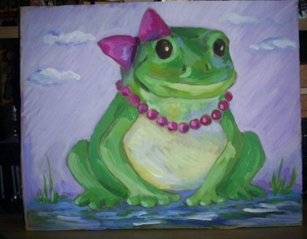Лягушка гуашью