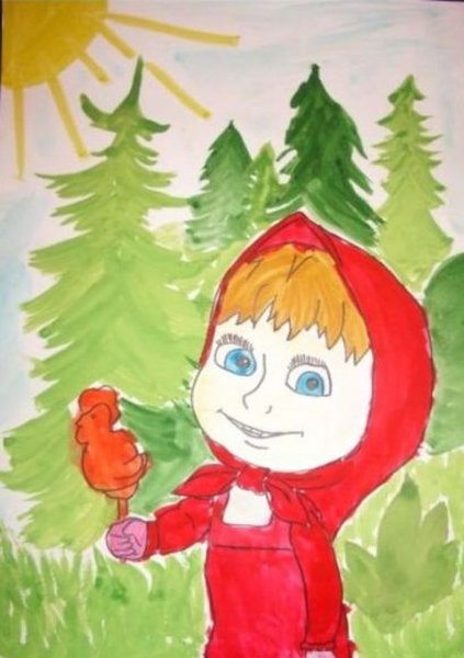 Детские рисунки Маша и медведь