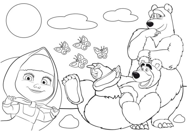 Нарисовать Машу и медведя