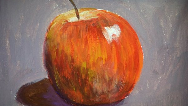 Яблоко красками