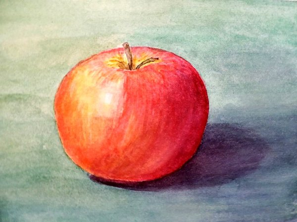 Яблоко акварелью