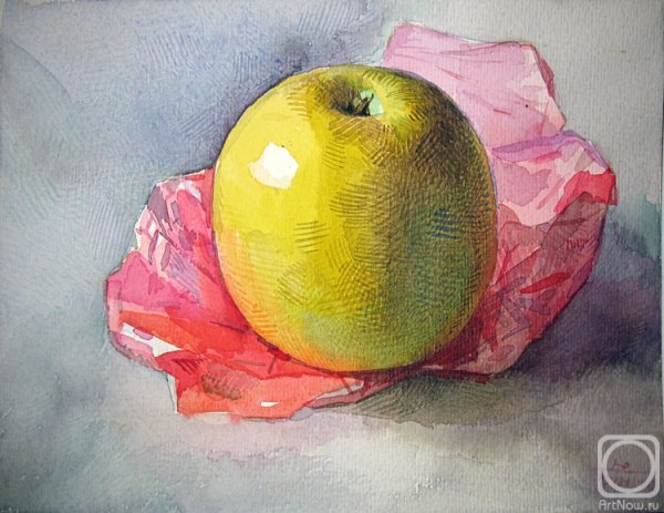 Яблоко акварелью лессировка