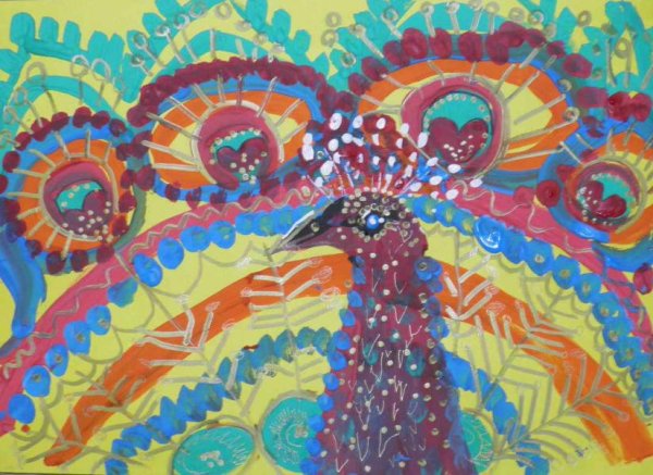 Рисование павлина с детьми