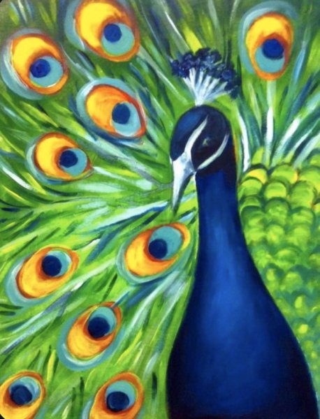 Павлин красками для детей
