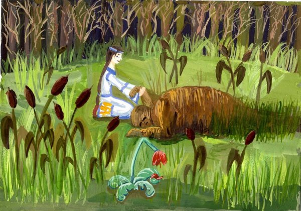 Иллюстрация к сказке Аленький цветочек 3 класс