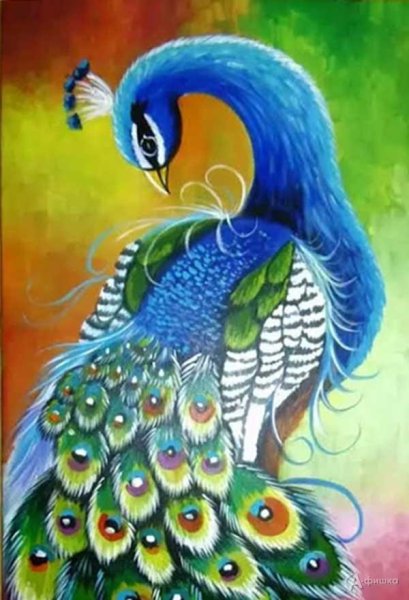 Павлин акриловыми красками