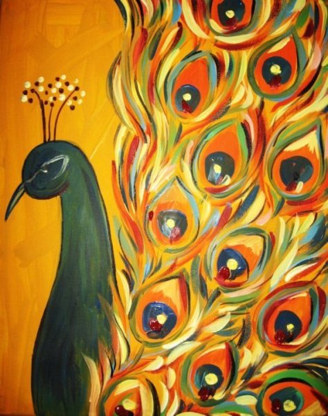 Рисование павлина с детьми